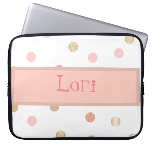 Pink & Peach Polka Dot Laptopschutzhülle (Vorderseite)