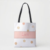 Pink & Peach Polka Dot Tasche (Vorderseite)