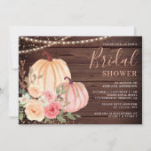 Pink Peach Pumpkin Floral Barn Holz Brautparty Einladung (Vorderseite)