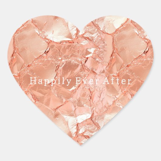 Pink Peach Rose Gold Glam Wedding Herz-Aufkleber (Vorderseite)
