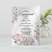 Pink Peach Shiny Hearts Geometric Einladung (Stehend Vorderseite)