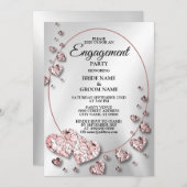 Pink Peach Shiny Hearts Geometric Einladung (Vorne/Hinten)