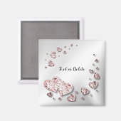 Pink Peach Shiny Hearts Geometrisches Elegant Magnet (Vorderseite/Rückseite)