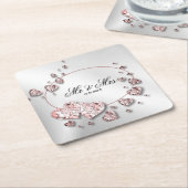 Pink Peach Shiny Hearts Geometrisches Elegant Rechteckiger Pappuntersetzer (angewinkelt)