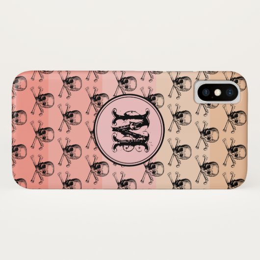 Pink Peach Skull Hallogramm Personalisiert Case-Mate iPhone Hülle (Rückseite (Horizontal))