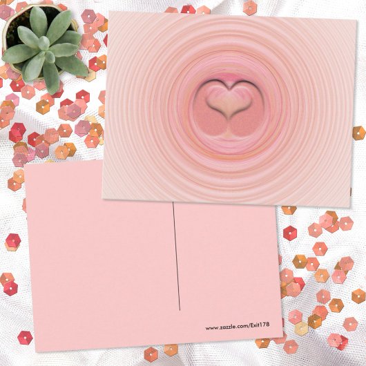 Pink Peach Spirale Abstrakte Herzblende zurück Postkarte