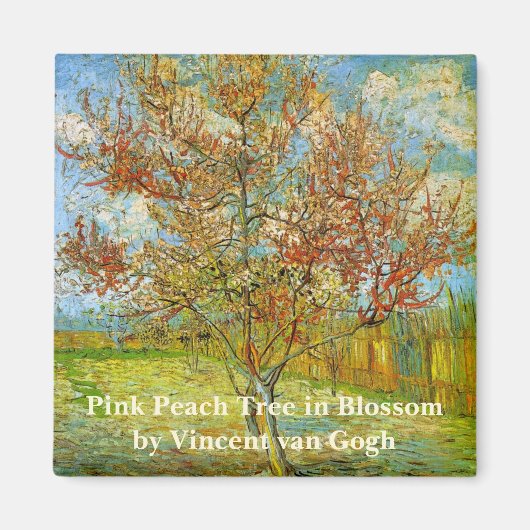Pink Peach Tree in Blossom von Vincent van Gogh Magnet (Vorne)
