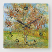 Pink Peach Tree in Blossom von Vincent van Gogh Quadratische Wanduhr (Vorderseite)