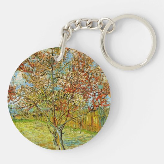 Pink Peach Tree in Blossom von Vincent van Gogh Schlüsselanhänger (Rückseite)