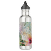 Pink Peach Tropical Hibiskus Floral Geburtstag Edelstahlflasche (Links)