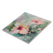 Pink Peach Tropical Hibiskus Floral Geburtstag Fliese (Seite)