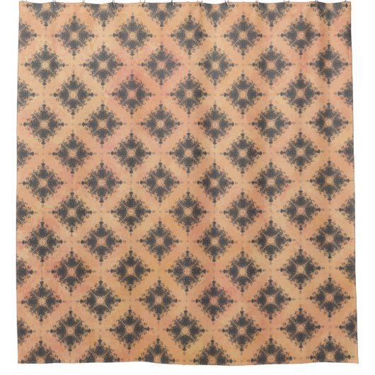 Pink, Peach und Bronze Diamond Burst Muster Duschvorhang (Vorderseite)