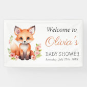 Pink Peach Woodland Fox Baby Shower Banner (Horizontal)