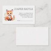 Pink Peach Woodland Fox Baby Shower Diaper Raffle Begleitkarte (Vorne/Hinten)