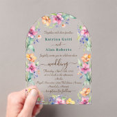 Pink Peach Yellow Blooms Wedding Invitation Acryleinladungen (Insitu (Handheld))