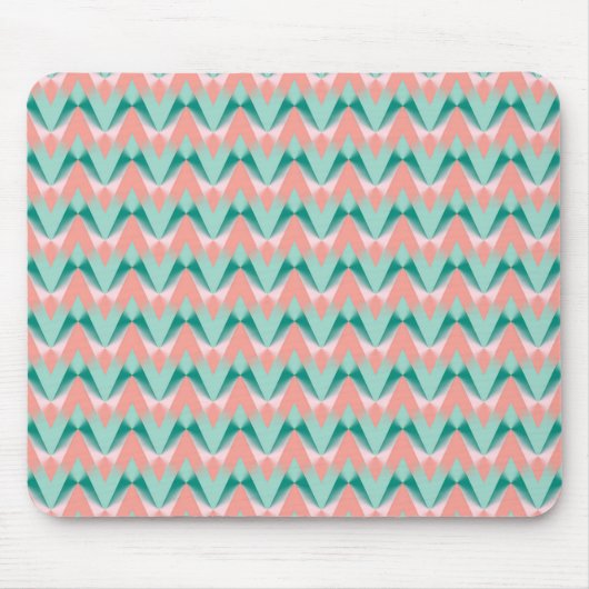 Pink Peach Yukka und Green ZigZag Muster Mousepad (Vorne)