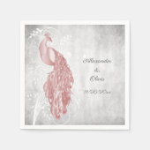 Pink Peacock Brautparty Napkins Serviette (Vorderseite)