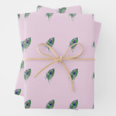 Pink Peacock Feather Wrapping Paper Geschenkpapier Set (Beispiel)