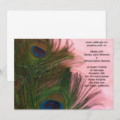 Pink Peacock Feathers Hochzeit Einladung (Vorne/Hinten)