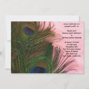 Pink Peacock Feathers Hochzeit Einladung