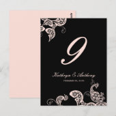 Pink Peacock Floral Paisley Wedding Tischnummer (Vorne/Hinten)