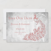 Pink Peacock Leaf Ankündigung Datum freihalten (Vorderseite)