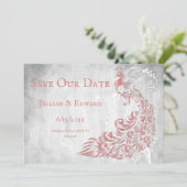 Pink Peacock Leaf Ankündigung Datum freihalten (Stehend Vorderseite)