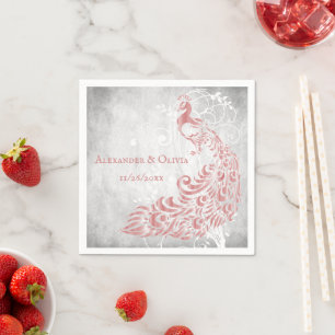 Pink Peacock Leaf Brautparty Napkin Serviette