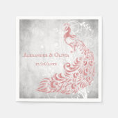 Pink Peacock Leaf Brautparty Napkin Serviette (Vorderseite)
