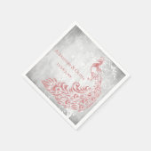 Pink Peacock Leaf Brautparty Napkin Serviette (Ecke)