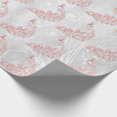 Pink Peacock Leaf Wrapping Paper Geschenkpapier (Ecke)