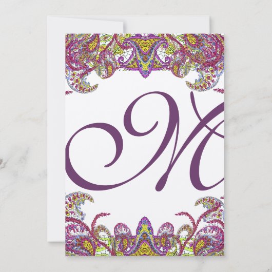 Pink Peacock Paisley Gatsby Einladung zur Hochzeit (Rückseite)