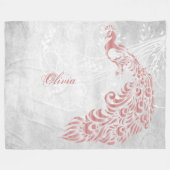 Pink Peacock Personalisiert Fleecedecke (Vorderseite (Horizontal))