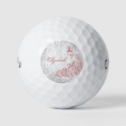 Pink Peacock Personalisiert Golfball (Vorderseite)