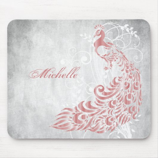 Pink Peacock Personalisiert Mousepad (Vorne)
