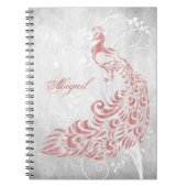 Pink Peacock Personalisiertes SpiralNotebook Notizblock (Vorderseite)