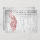 Pink Peacock Probe Abendessen Einladung (Vorne/Hinten)