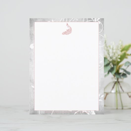 Pink Peacock Stationery (Stehend Vorderseite)