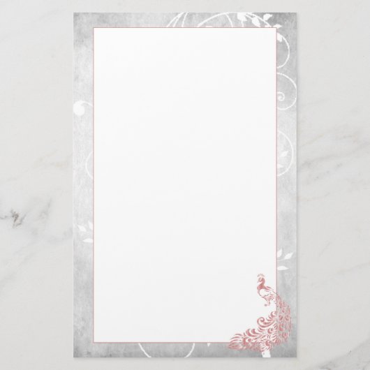 Pink Peacock Stationery Briefpapier (Rückseite)