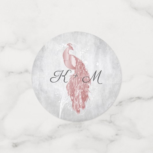 Pink Peacock Wedding Confetti Konfetti (Klein Vorderseite)