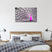 Pink Peacock Wrapped Canvas Leinwanddruck (Insitu (Schlafzimmer))