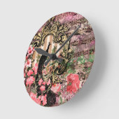 Pink Peacocks Peacock Französisch Acrylic Wall Clo Runde Wanduhr (Winkel)