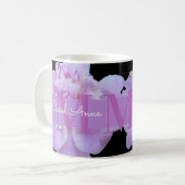 Pink Peak Lila Monogram Floral Black Kaffeetasse (Vorderseite Links)