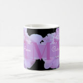 Pink Peak Lila Monogram Floral Black Kaffeetasse (Mittel)