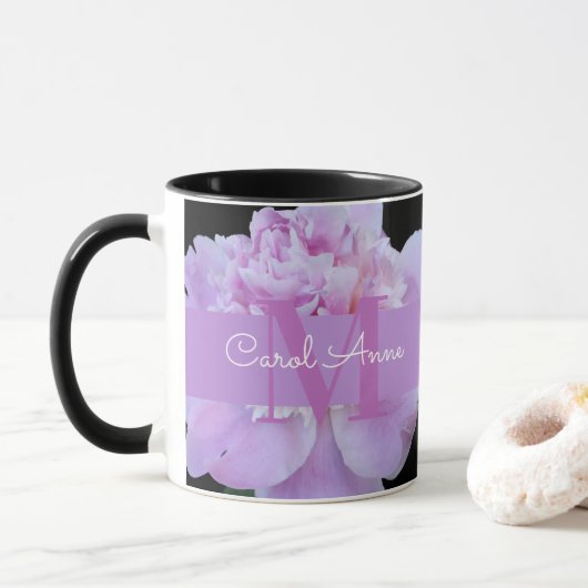 Pink Peak Lila Monogram Floral Black Tasse (Mit Donut)