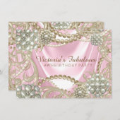 Pink Pearl Birthday Party Einladung (Vorne/Hinten)