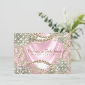 Pink Pearl Birthday Party Einladung (Stehend Vorderseite)