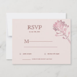 Pink Pearl Botanical Horizontal UAWG RSVP Karte