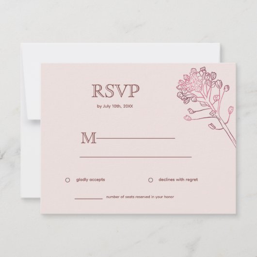 Pink Pearl Botanical Horizontal UAWG RSVP Karte (Vorderseite)