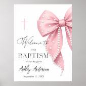 Pink Pearl Bow Baptism Welcome  Poster (Vorne)